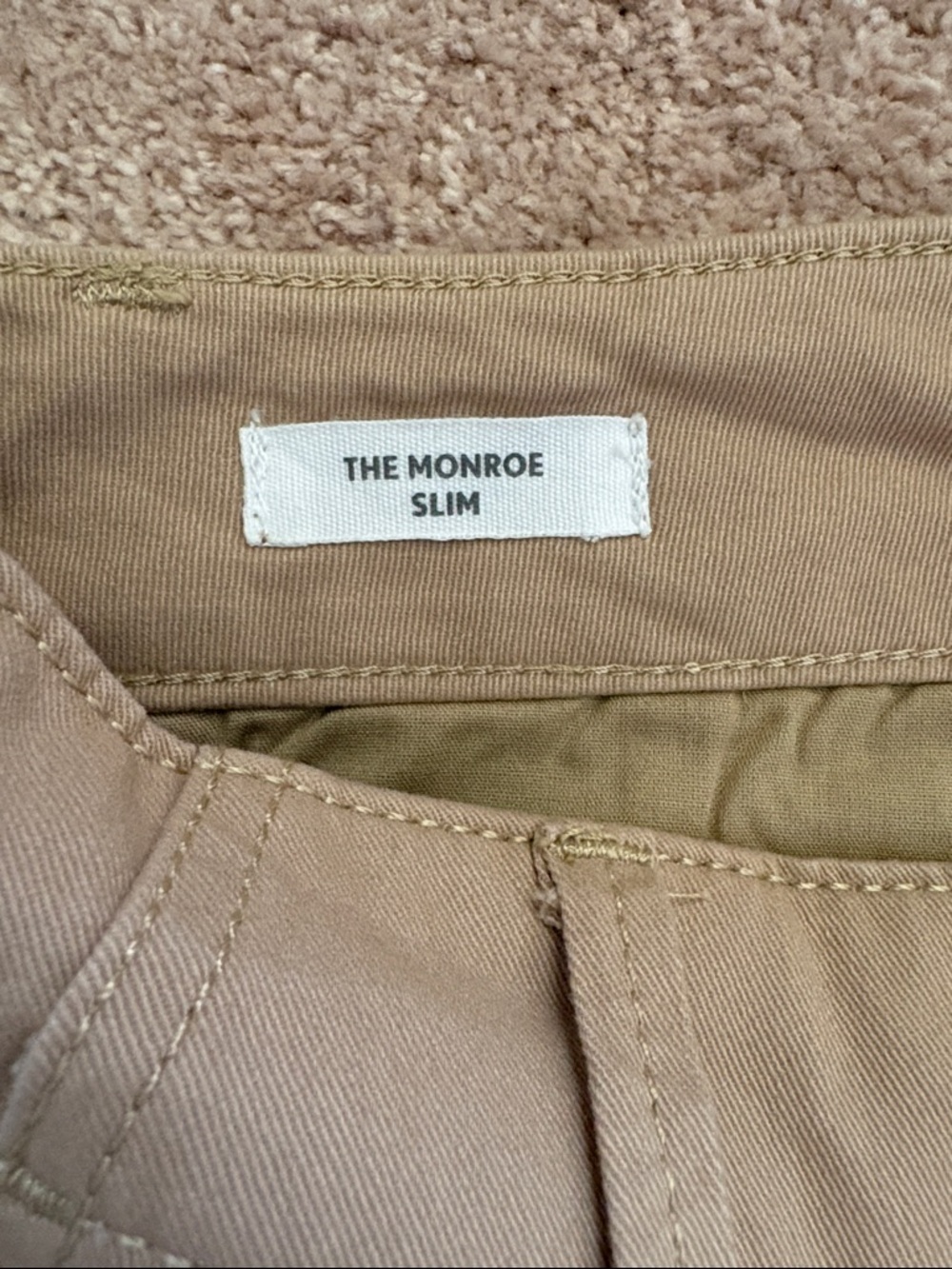 Women’s Monroe Slim Mid Rise Cotton Tan Chino Pants - Casual Straight Fit Tan - Picture 3 of 8